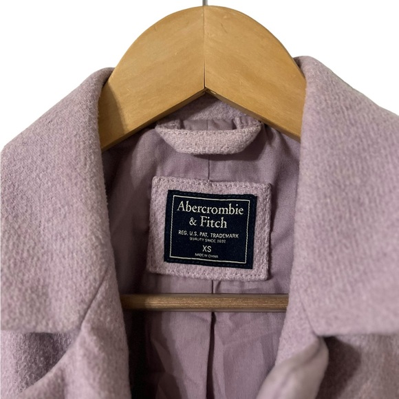 ABERCROMBIE & FITCH Dad Wool Mix Lilac Pea Coat Jacket - Picture 6 of 11
